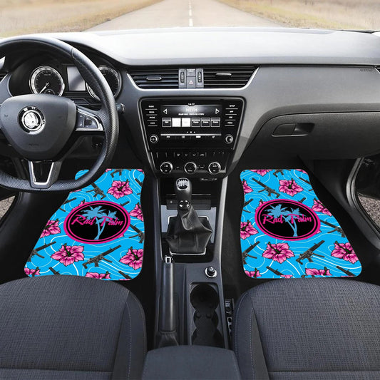 High Capacity Hibiscus Blue Car Mats
