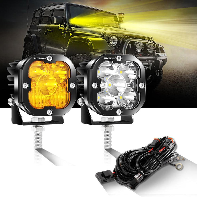 Load image into Gallery viewer, 3 Inch 80W 9600LM LED Pods Lights White&amp;Amber for JEEP
