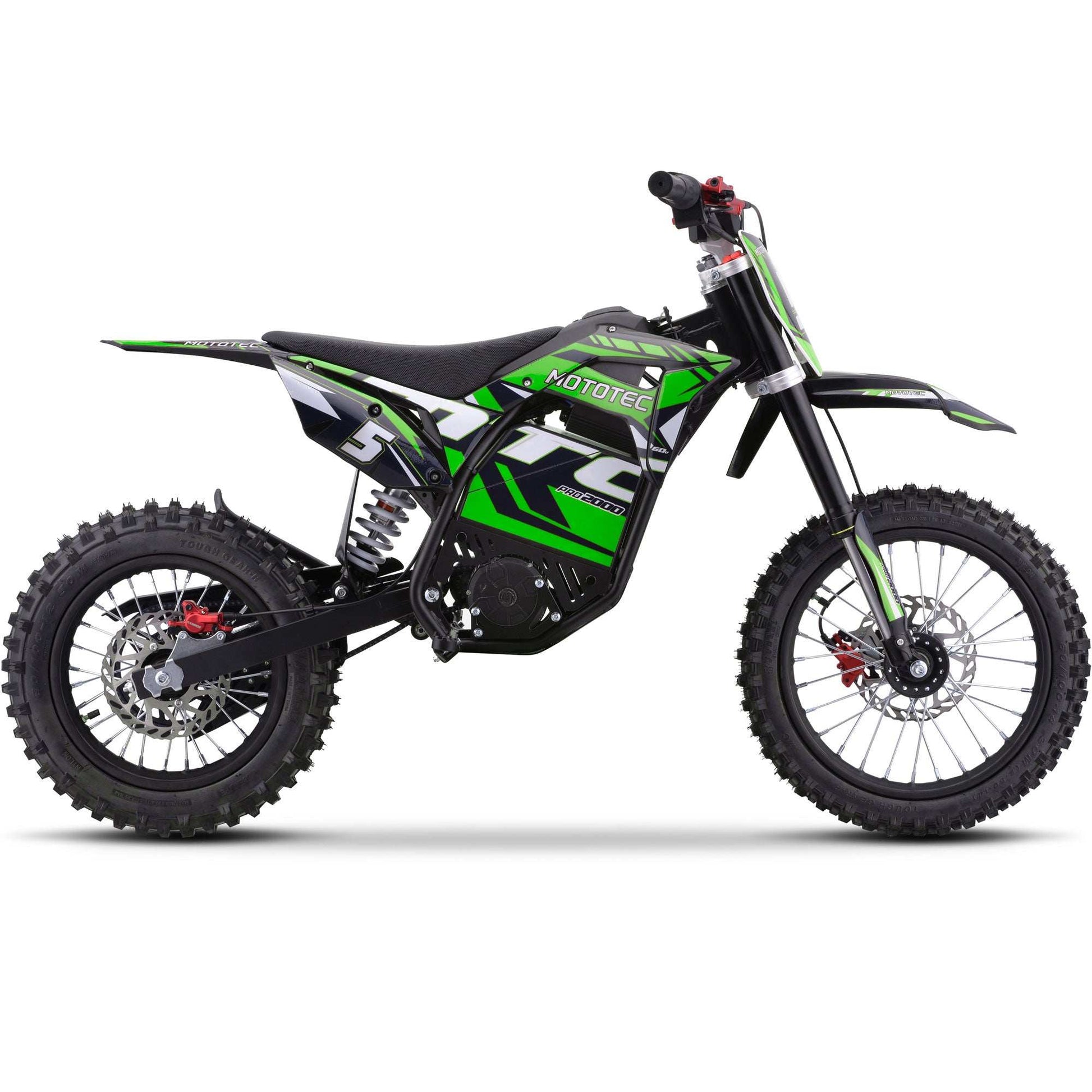 Mototec 60v Pro Electric Dirt Bike 2000w Lithium Green - Skoutley Outdoors LLC
