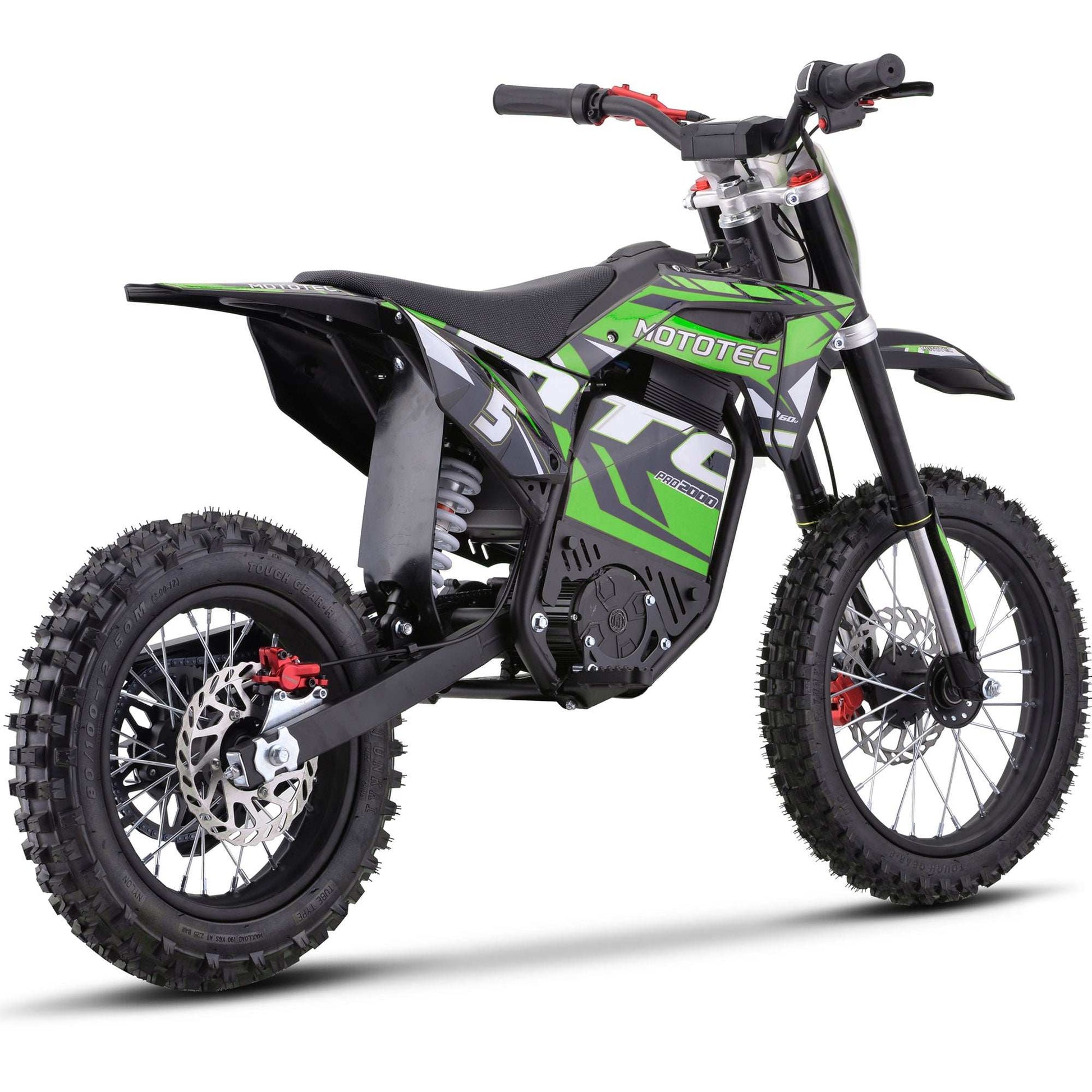 Mototec 60v Pro Electric Dirt Bike 2000w Lithium Green - Skoutley Outdoors LLC