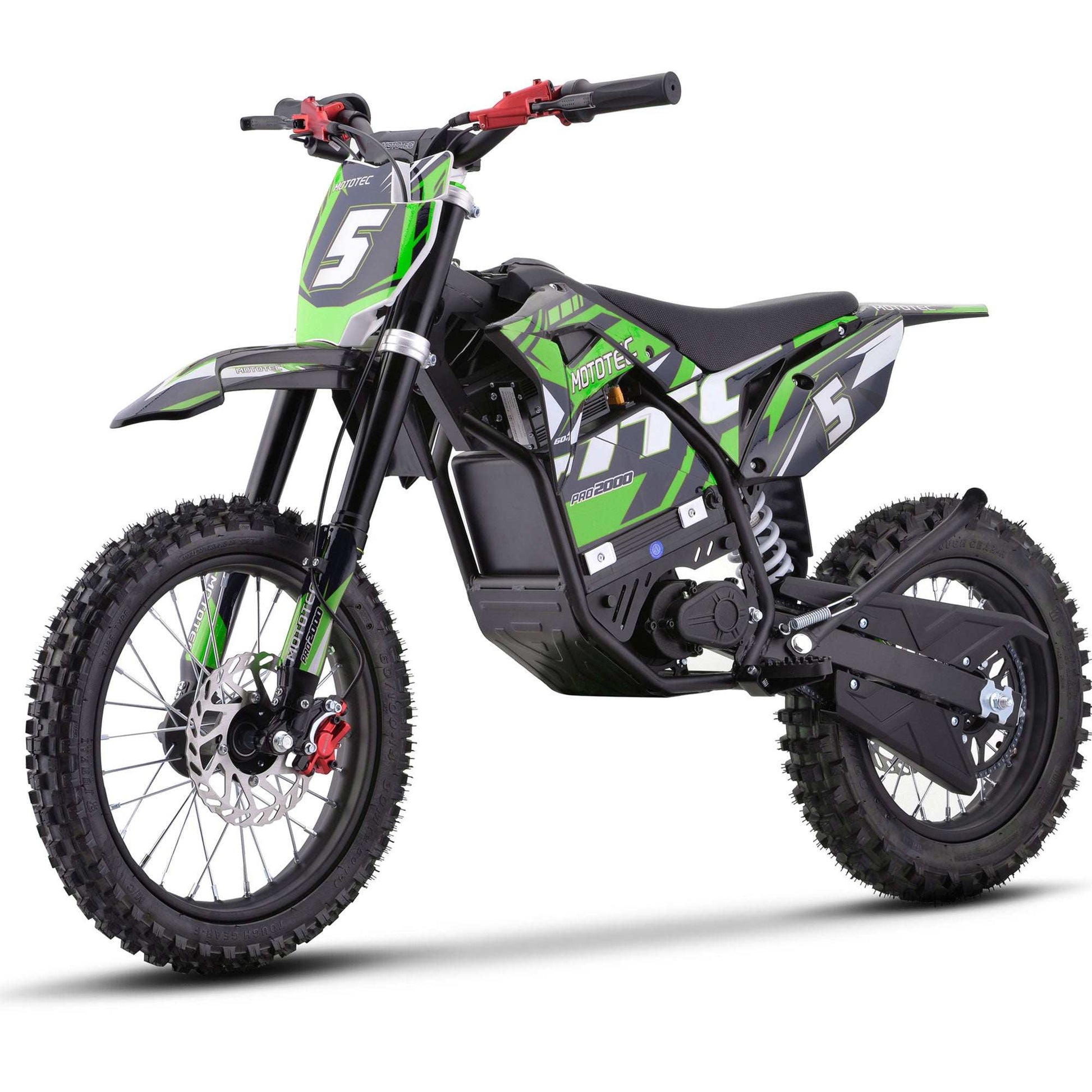 Mototec 60v Pro Electric Dirt Bike 2000w Lithium Green - Skoutley Outdoors LLC