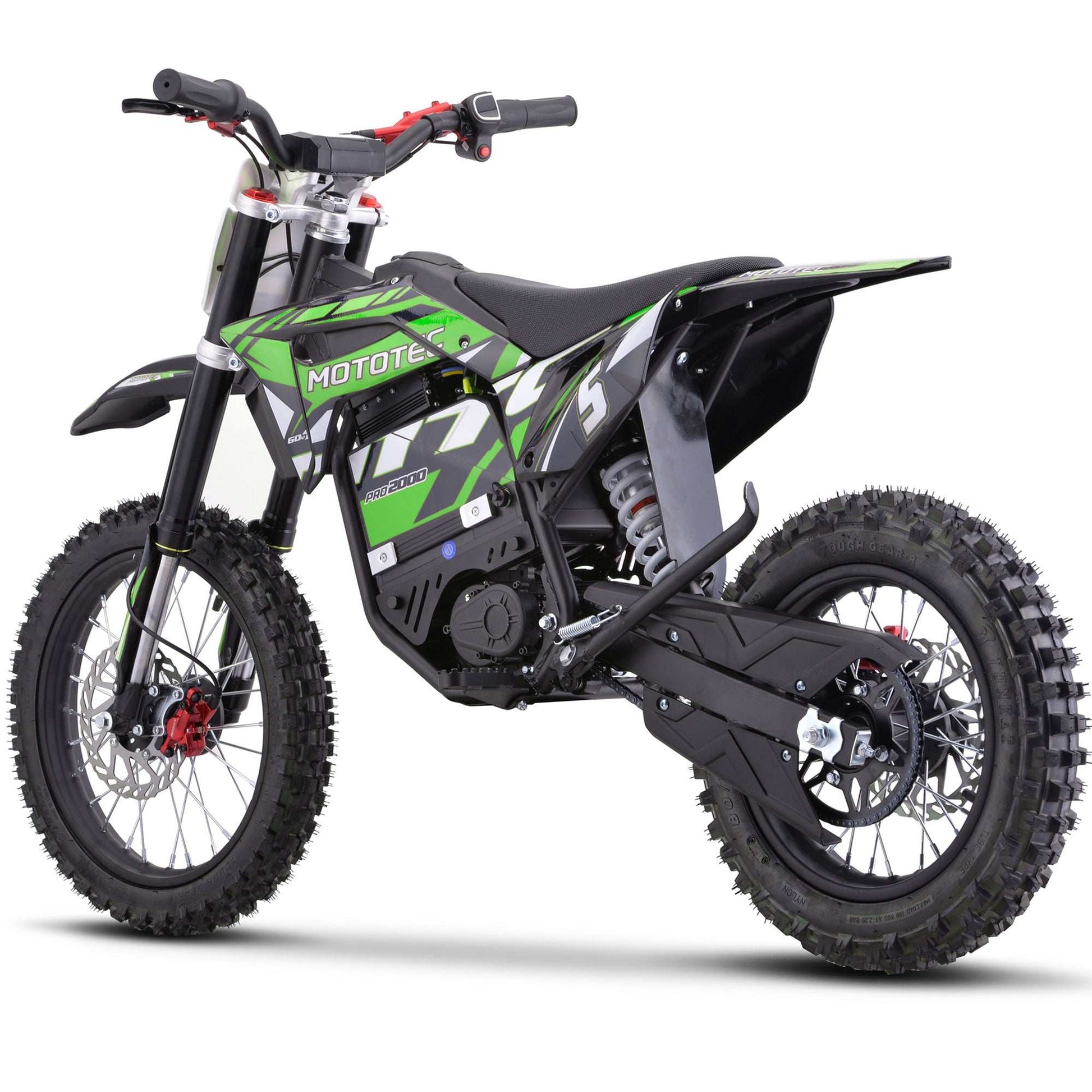 Mototec 60v Pro Electric Dirt Bike 2000w Lithium Green - Skoutley Outdoors LLC