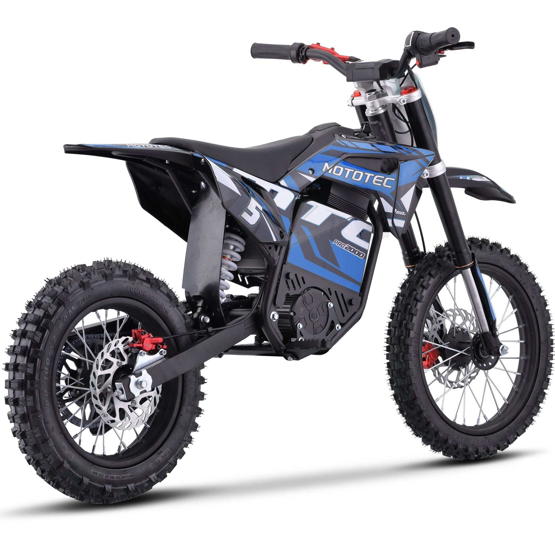 Mototec 60v Pro Electric Dirt Bike 2000w Lithium Blue - Skoutley Outdoors LLC