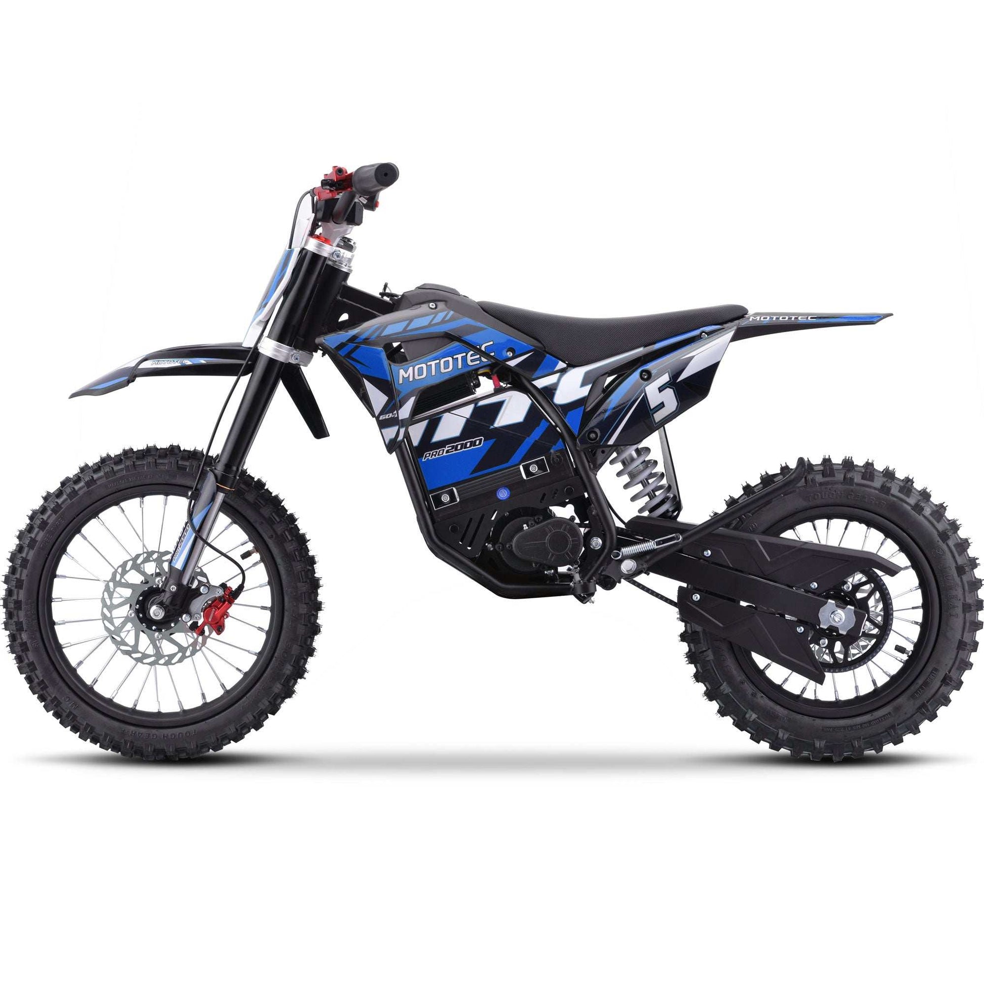 Mototec 60v Pro Electric Dirt Bike 2000w Lithium Blue - Skoutley Outdoors LLC