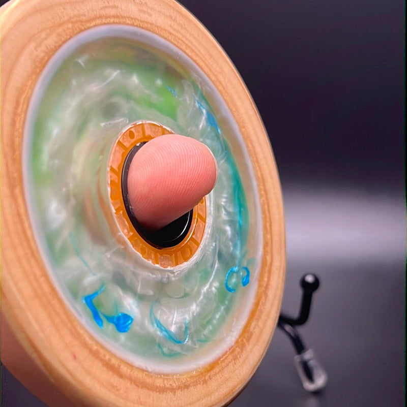 Load image into Gallery viewer, Custom Glow Resin Mini - Wooden Rim and Spinner!
