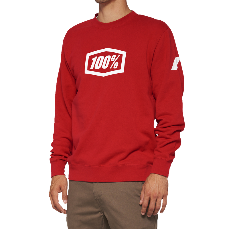 Load image into Gallery viewer, 100% Icon Long-Sleeve Fleece Sweatshirt - Red - Large 20026-00012
