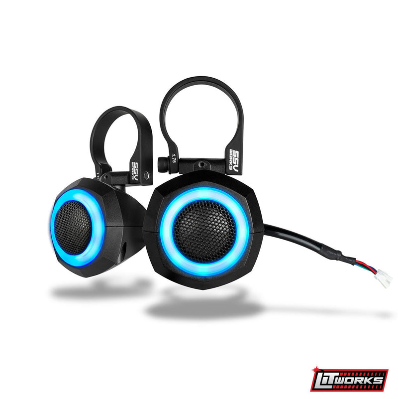 Load image into Gallery viewer, Universal 1" Cage-Pod Tweeters w/RGB Ring for UTV Audio Systems
