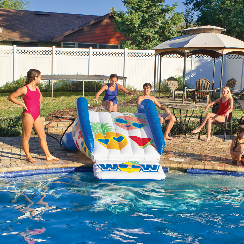 Load image into Gallery viewer, WOW Sports Fruit Fun Soaker Sprinkler Inflatable Slide for In-Ground Pools
