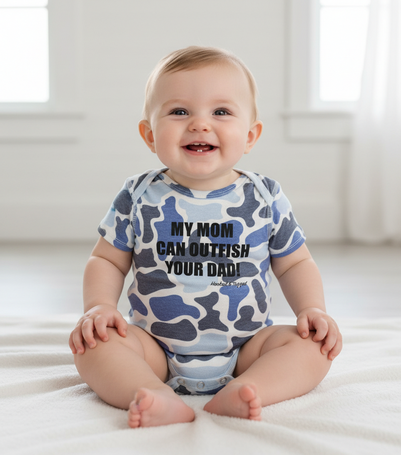 Load image into Gallery viewer, &quot;My Mom Can Outfish Your Dad&quot; Onesie
