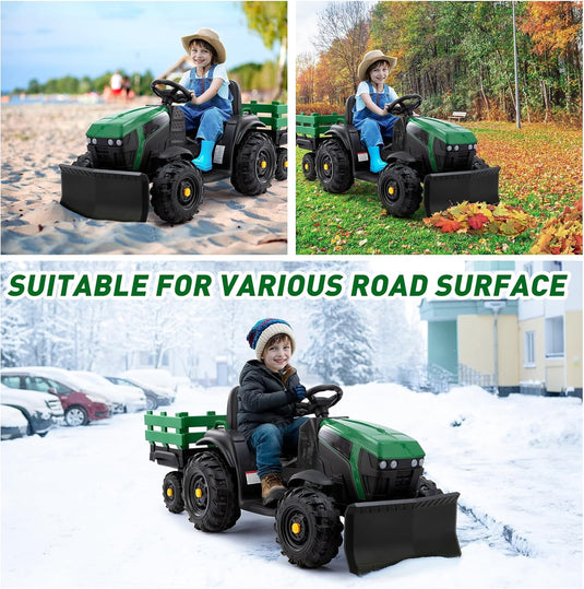 24V Ride-On Snow SUV Toy with Snow Plow Scoop and Parental Remote Control