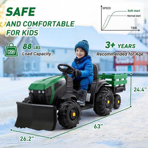 24V Ride-On Snow SUV Toy with Snow Plow Scoop and Parental Remote Control