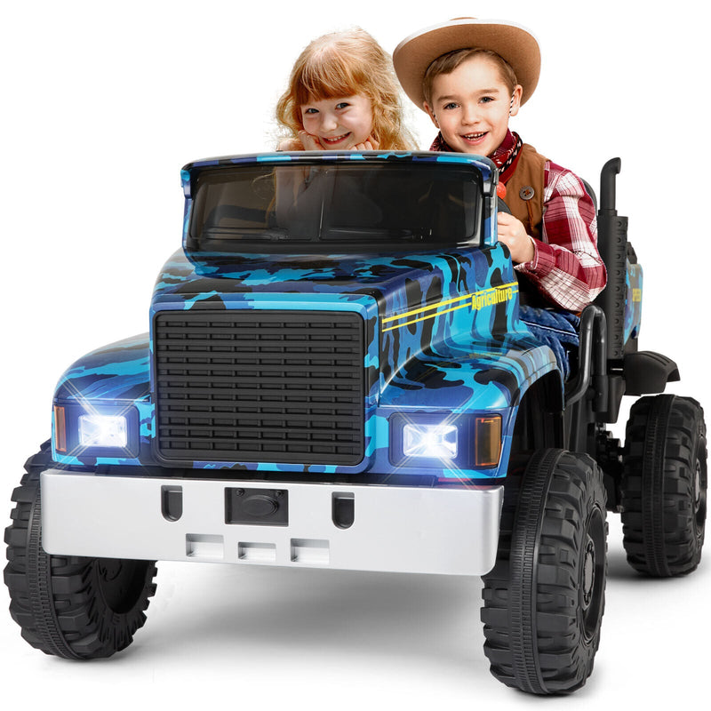 Load image into Gallery viewer, 2-Seater 24V Battery Powered Kids Ride-On Truck with Camo Design and 3-Speed RC Control
