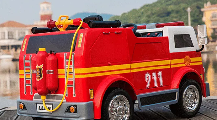 Load image into Gallery viewer, 2 Seater Fire Truck Ride On Toy W/Wireless Control Working Water Shooting Hose Function PA System Red
