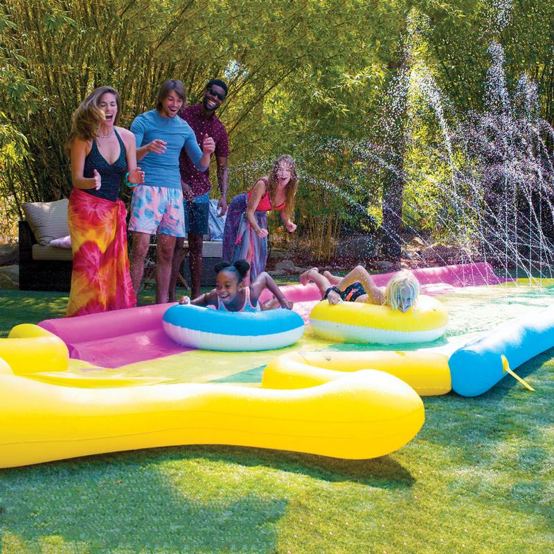 Load image into Gallery viewer, WOW Sports 40' x 8' Rainbow Star Super Slide with 2 Inflatable Sleds
