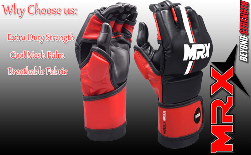 Load image into Gallery viewer, MRX MMA Mens Grappling Gloves with Thumb Protection for Fight Training
