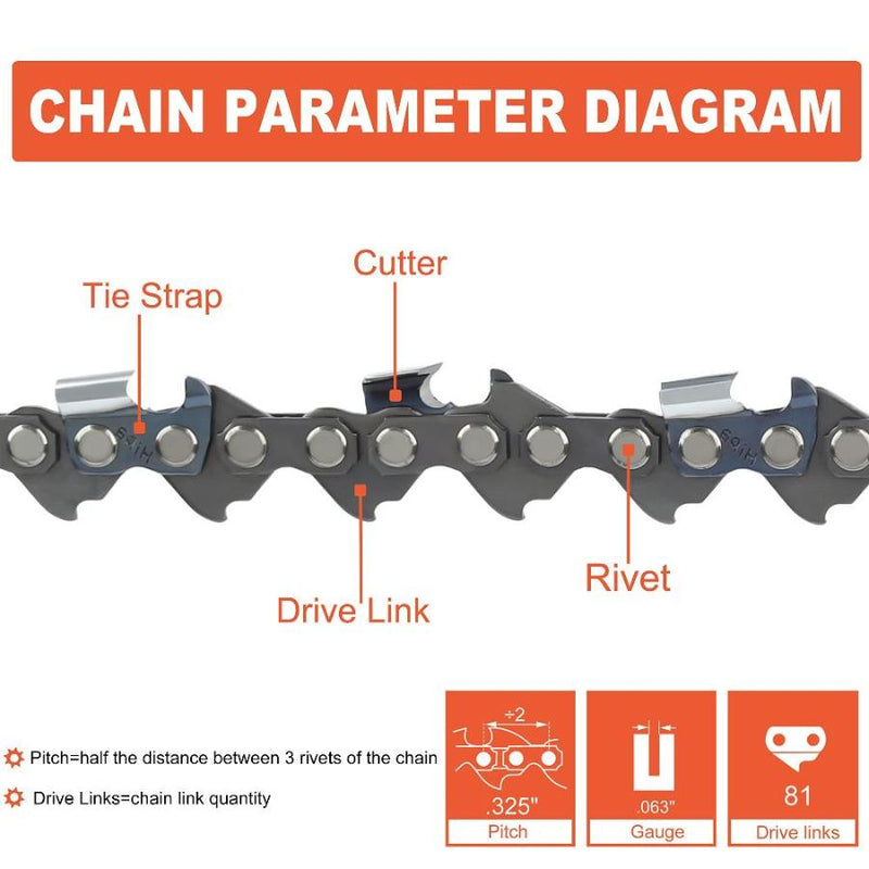Load image into Gallery viewer, 20 Inch MS290 Chain .325 Pitch .063 Gauge 81 DL For Stihl MS271 MS261 MS270 MS280 MS 260 290 024 026 028 Chainsaw 26RM3 81 22BPX081G
