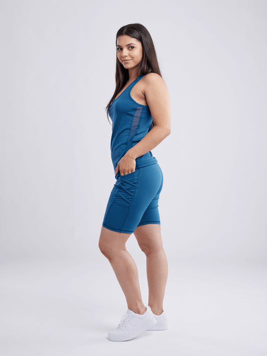 JupiterGear High-Waisted Workout Shorts with Pockets & Criss Cross Design