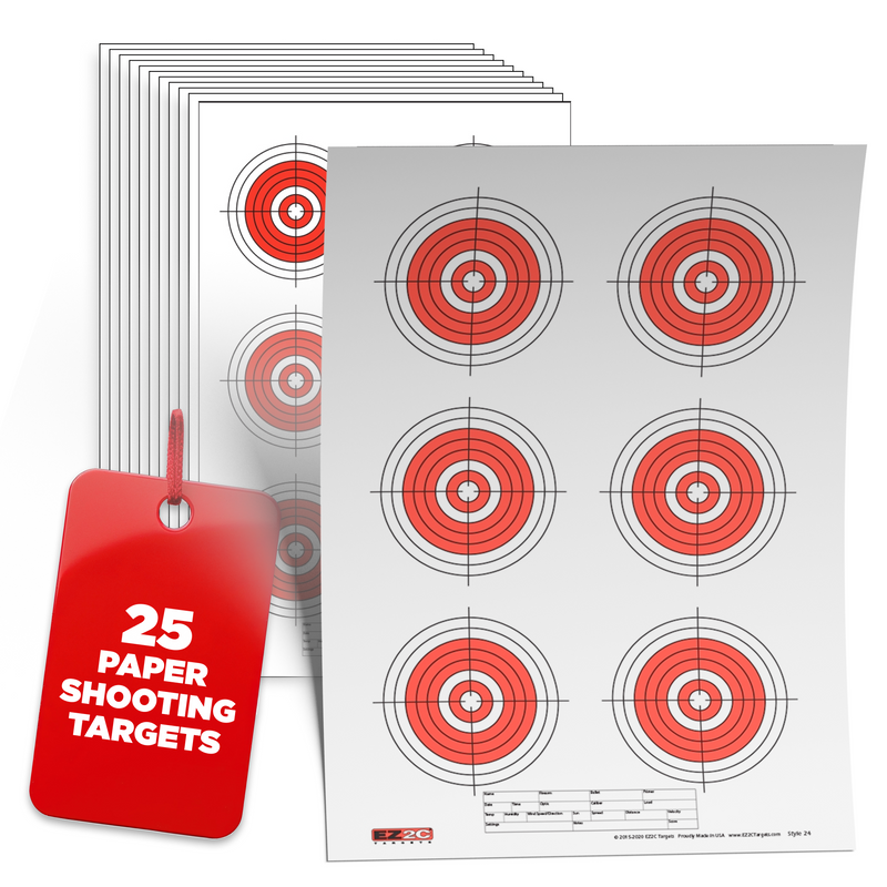 Load image into Gallery viewer, EZ2C Targets #24: Six Bullseye 11"x17" Shooting Paper Target USA MADE
