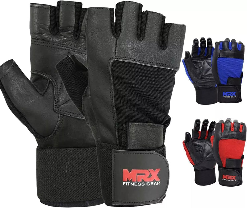 Load image into Gallery viewer, MRX Weight Lifting Gloves Leather Workout Glove With Long Wrist Strap
