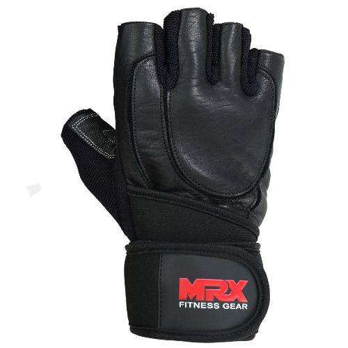 Load image into Gallery viewer, MRX Weight Lifting Gloves Long Wrist Straps Gym Training Leather Black All Sizes
