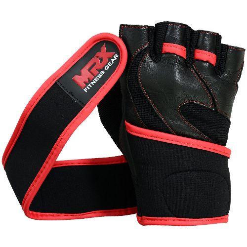 Mrx Weight Lifting Leather Gloves With Long Wrist Strap
