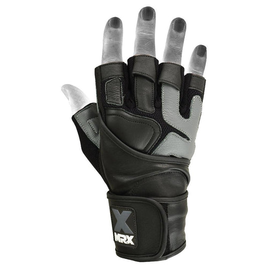 Mrx Men's Weight Lifting Pro Leather Gloves 18 Inches Long Wrist Strap