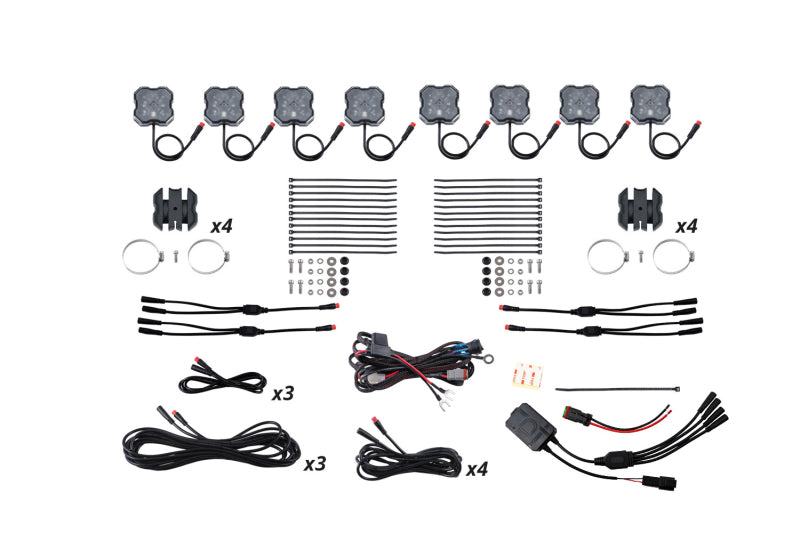 Load image into Gallery viewer, Diode Dynamics Stage Series SXS Rock Light Installer Kit - RGBW M8 w/Controller (8-pack)
