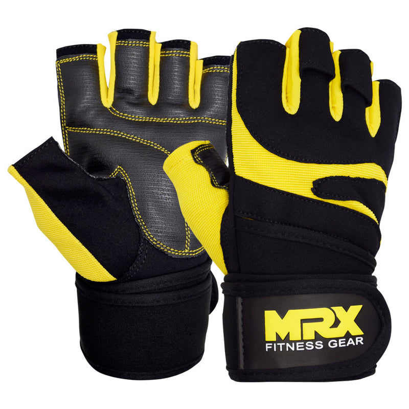 Load image into Gallery viewer, MRX Weightlifting Gloves Long Strap 2624-YLW-S
