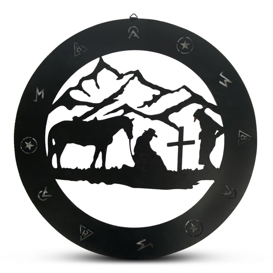 Rustic Metal Wall Art 15in-Praying Cowboy