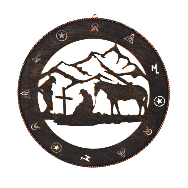 Load image into Gallery viewer, Rustic Metal Wall Art 15in-Praying Cowboy

