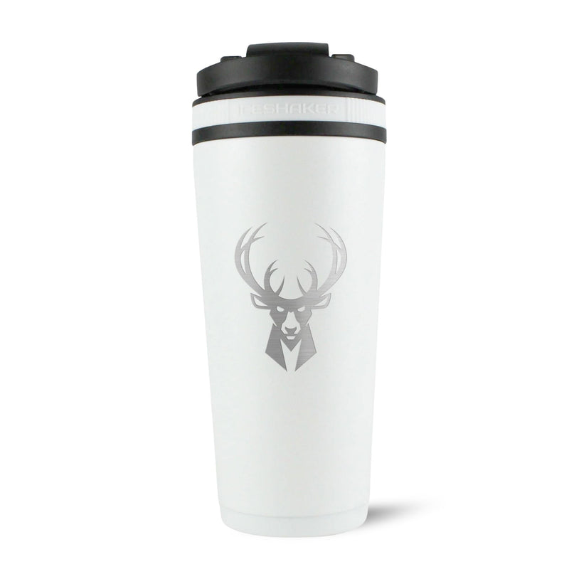 Load image into Gallery viewer, Officially Licensed Milwaukee Bucks 26oz Ice Shaker - White
