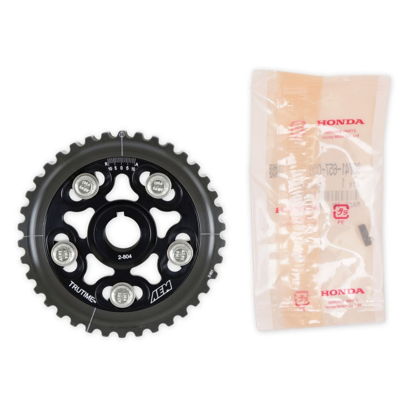 Load image into Gallery viewer, AEM Electronics Tru-Time Cam Gear Black 5-Bolt Honda D16Y7 &amp; D16Y8
