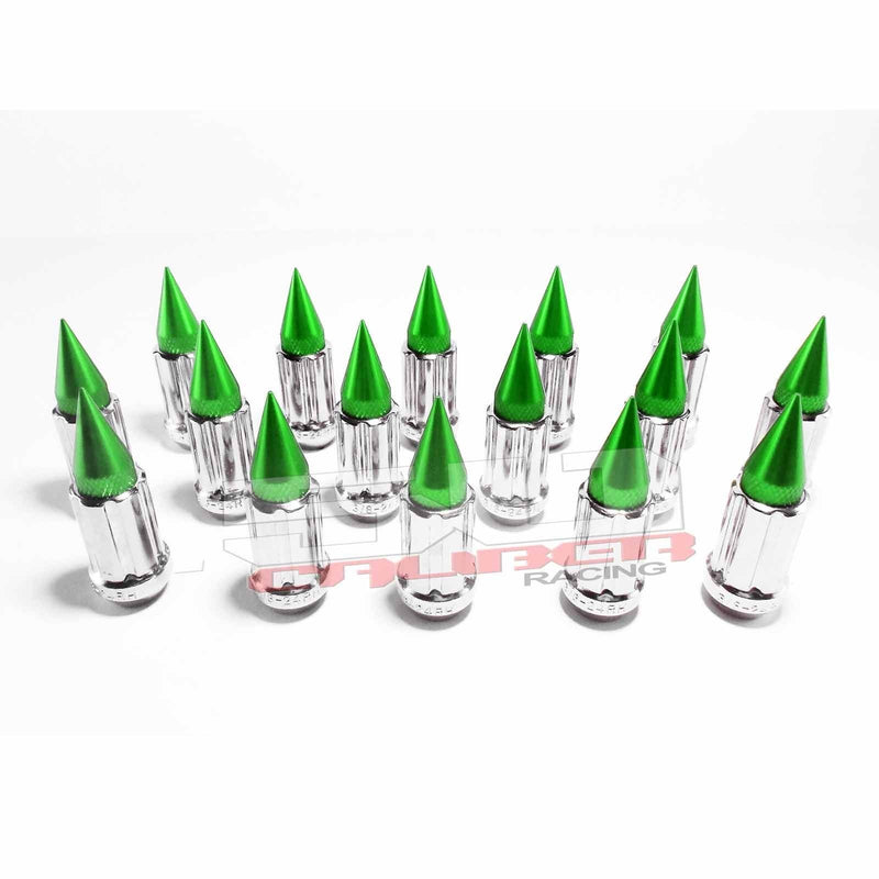 Load image into Gallery viewer, 12 x 1.5 mm Chrome Spiked Lug Nuts Anodized - 16 Pack
