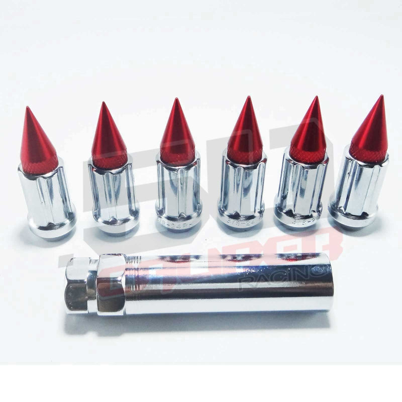Load image into Gallery viewer, 12 x 1.5 mm Chrome Spiked Lug Nuts Anodized - 16 Pack
