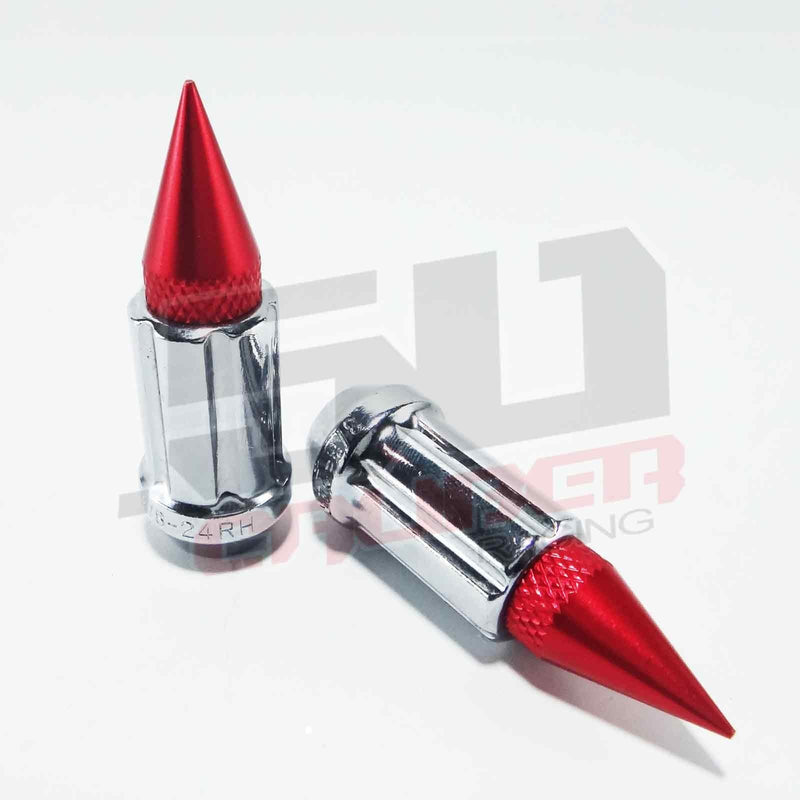 Load image into Gallery viewer, 12 x 1.5 mm Chrome Spiked Lug Nuts Anodized - 16 Pack
