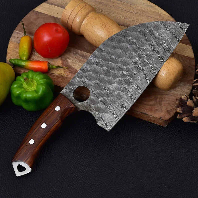 Load image into Gallery viewer, Custom Handmade Damascus Steel Cleaver Heavy Duty Chopper Chef Kitchen Knife Damascus Steel Cleaver
