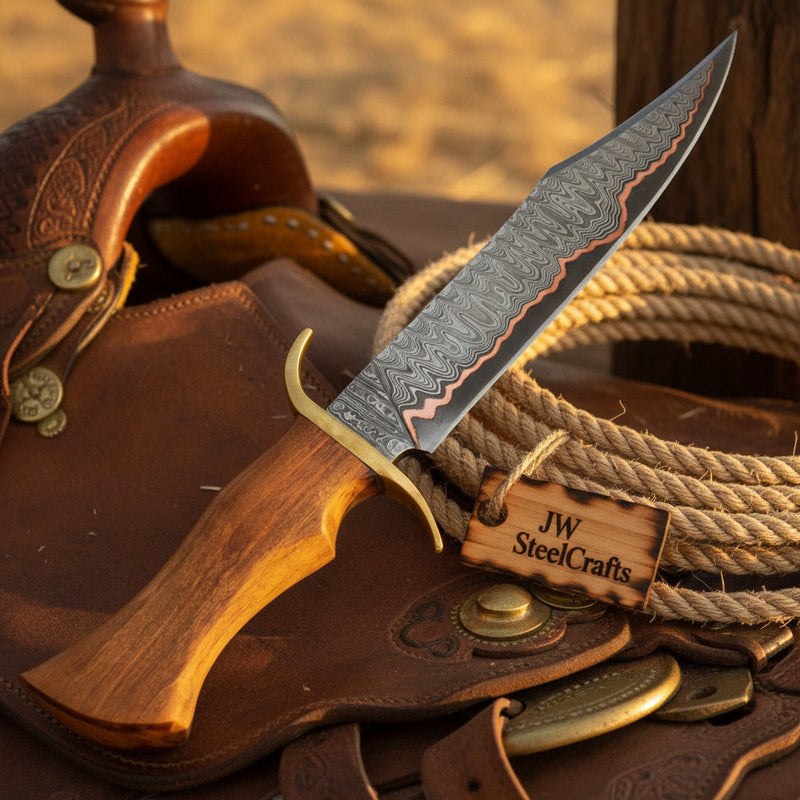 Load image into Gallery viewer, Timberland Trapper Bowie Knife 10" Handmade Damascus Presentation Box
