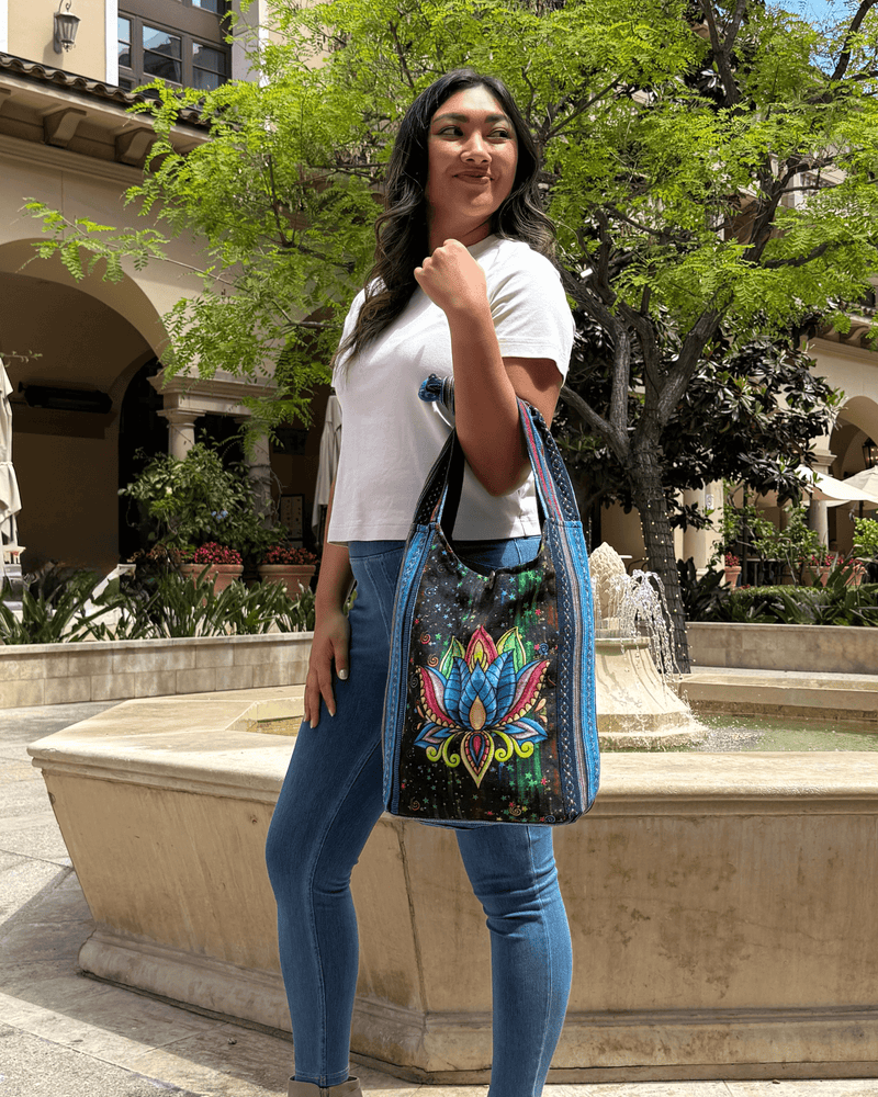 Load image into Gallery viewer, Kathmandu Collection Lotus Handmade Hobo Bag
