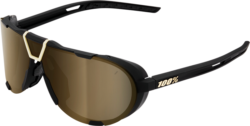 Load image into Gallery viewer, 100% Westcraft Sunglasses - Soft Tact Black - Soft Gold Mirror 61046-258-01

