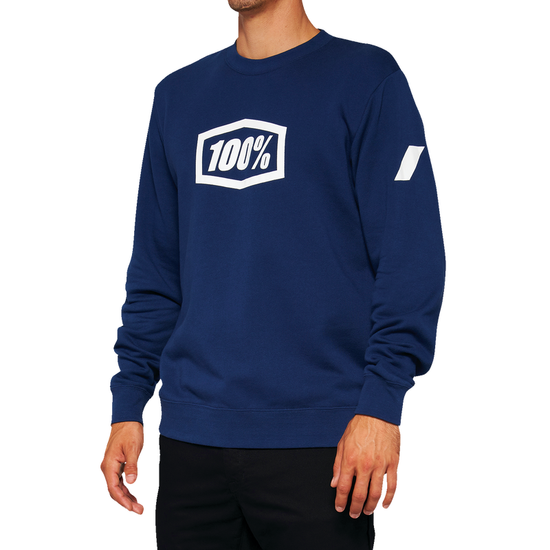 Load image into Gallery viewer, 100% Icon Long-Sleeve Fleece Sweatshirt - Navy - Large 20026-00017

