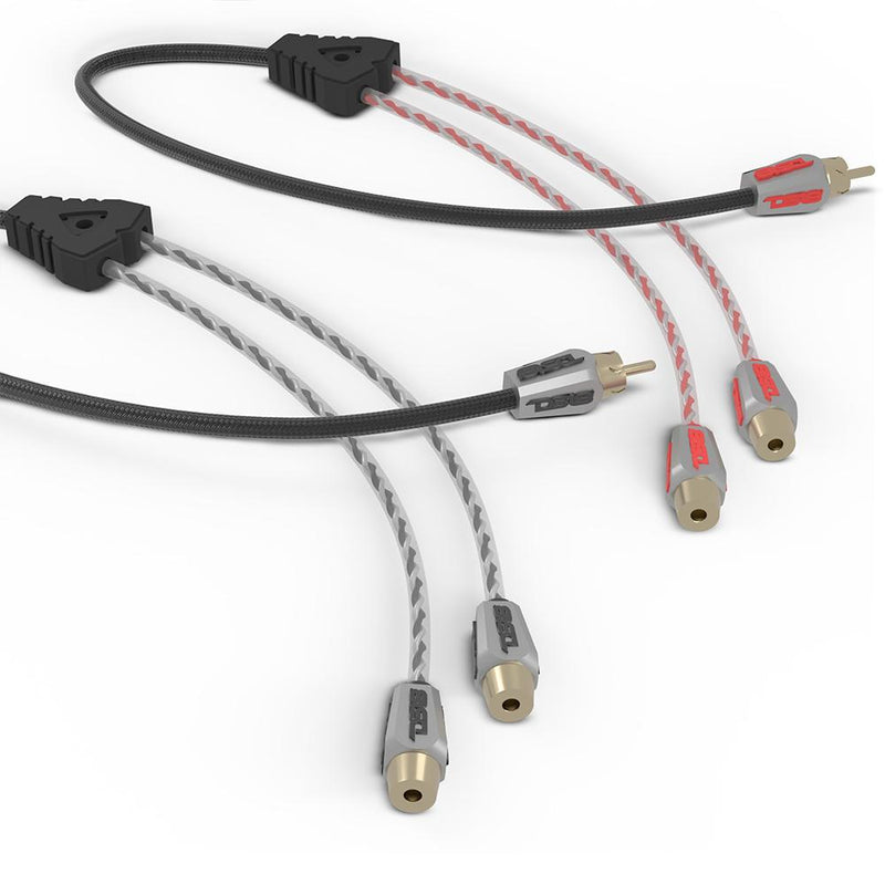 Load image into Gallery viewer, Level 3 RCA 100% Copper OFC Y Connector 2 FEMALE  to 1 MALE -  BLACK / RED Kit
