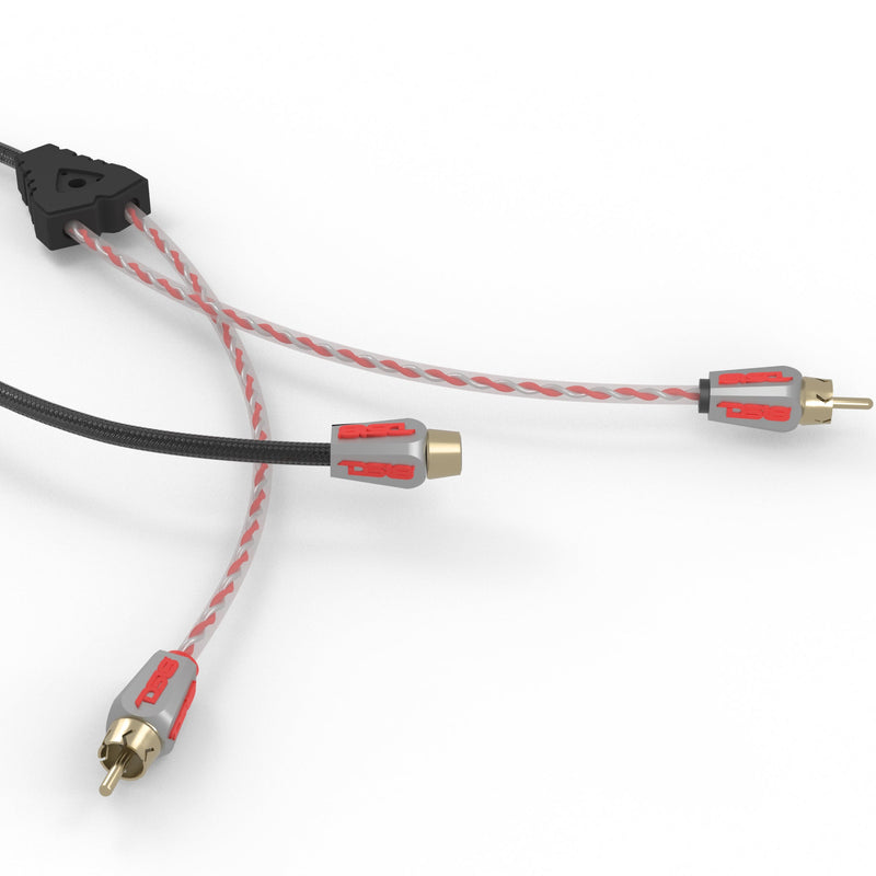 Load image into Gallery viewer, Level 3 RCA 100% Copper OFC Y Connector 1 FEMALE to 2 MALE -  BLACK / RED Kit
