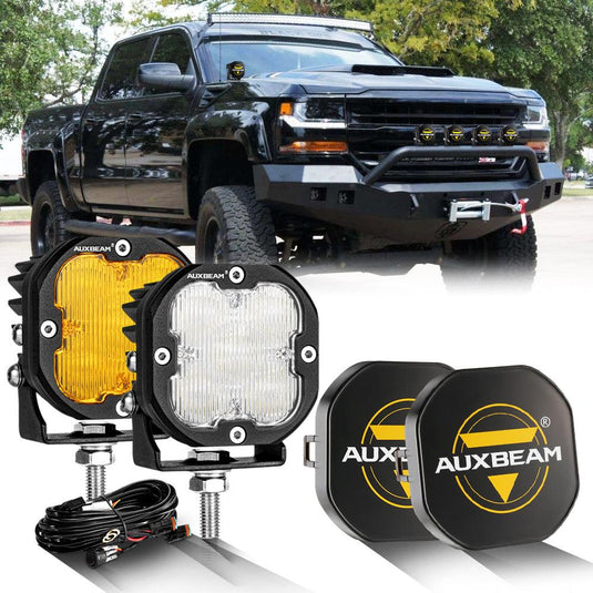 3 Inch 80W 9600LM LED Pods Lights White&Amber for CHEVROLET