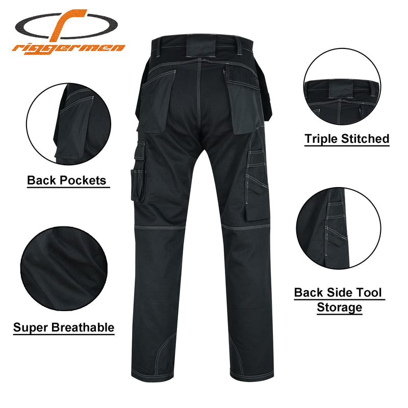 Load image into Gallery viewer, Riggermen Mens Work Pants Lightweight Cargo Tactical Trouser with Holster Pockets Relaxed Fit Safety Pants for Construction

