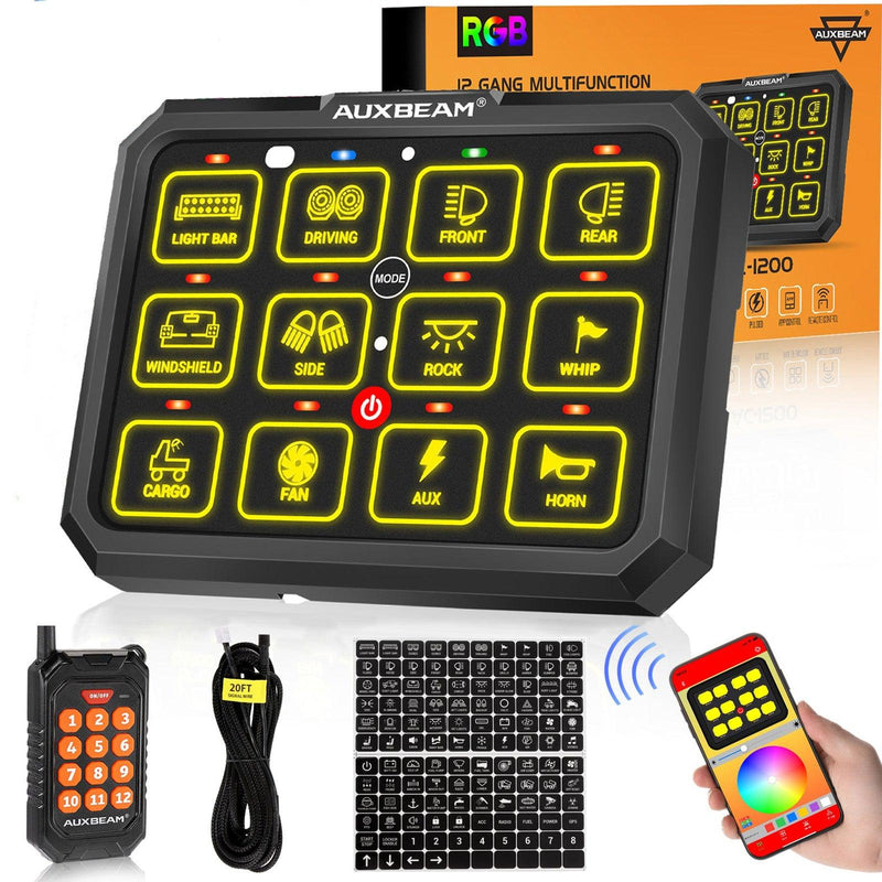 Load image into Gallery viewer, AC-1200 RGB Switch Panel with APP&amp;Remote Control, Toggle/ Momentary/ Pulsed Mode Supported(One-Sided Outlet)
