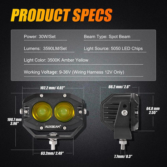 R4 Series | 4 Inch 60W LED Pods Amber Spot Driving Light