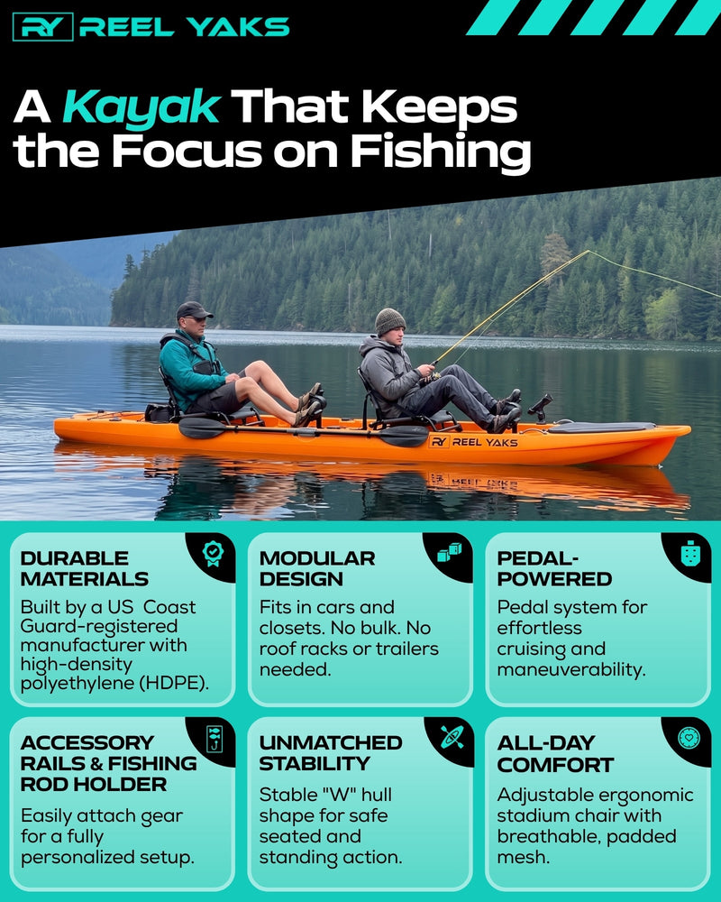 Load image into Gallery viewer, 13.8ft  Rocket Propeller Drive Tandem &amp; Solo Modular Fishing Kayak | Propeller Drive | 550lbs Capacity | 3 Piece
