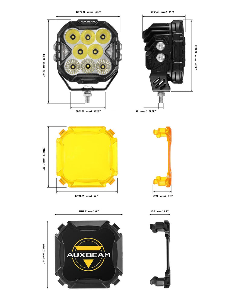 Load image into Gallery viewer, CUBE-Z Series 4 Inch Combo LED Pod Lights Off Road Lights with White DRL &amp; Amber Turn Signal Lights
