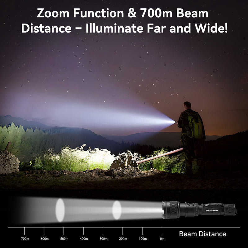 Load image into Gallery viewer, FlexBeam- 1200 Lumen Adjustable Beam Rechargeable Flashlight
