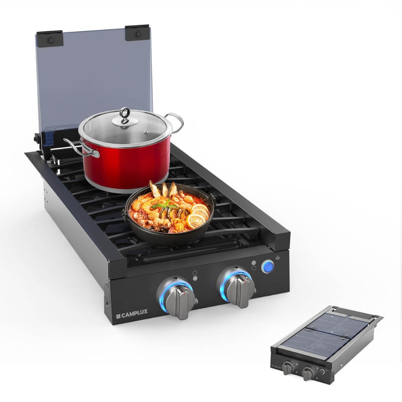 Load image into Gallery viewer, Camplux 2 Burners 12&quot; RV Cooktop Slide-in Gas Stove with Cover

